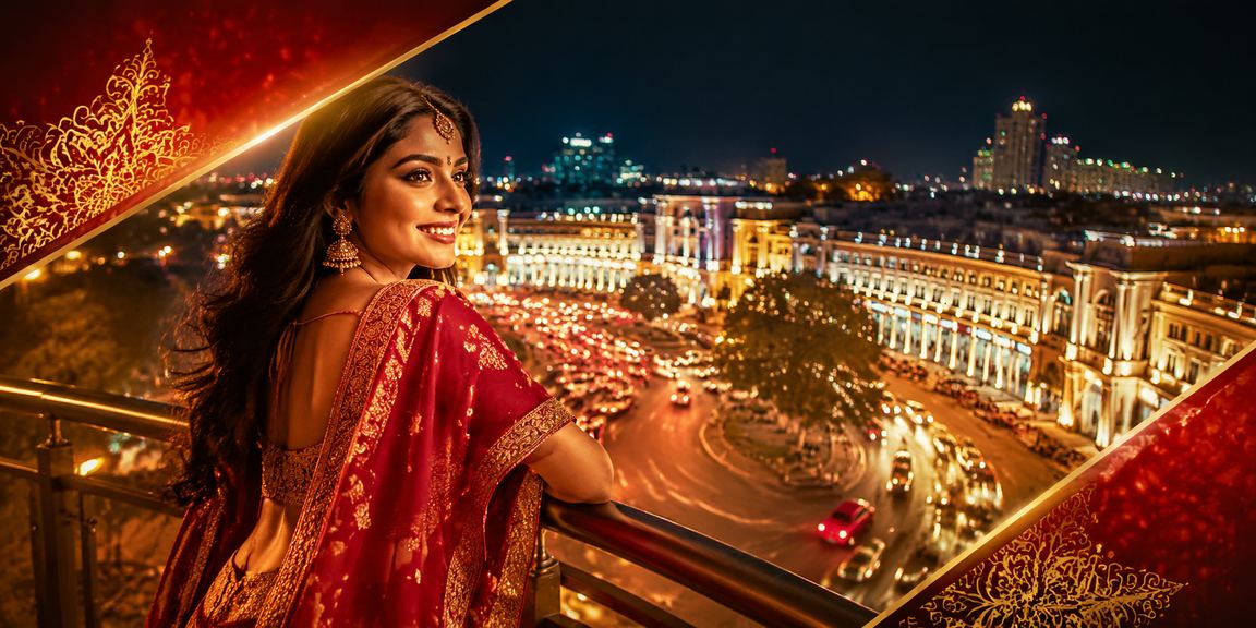 Mobile casino app screen with Indian urban background at Delhi Connaught Place