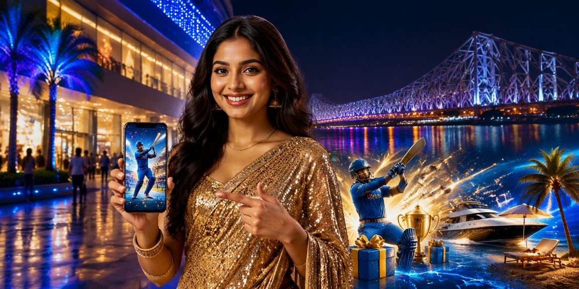 Cricket match betting view in Kolkata with blue gold theme
