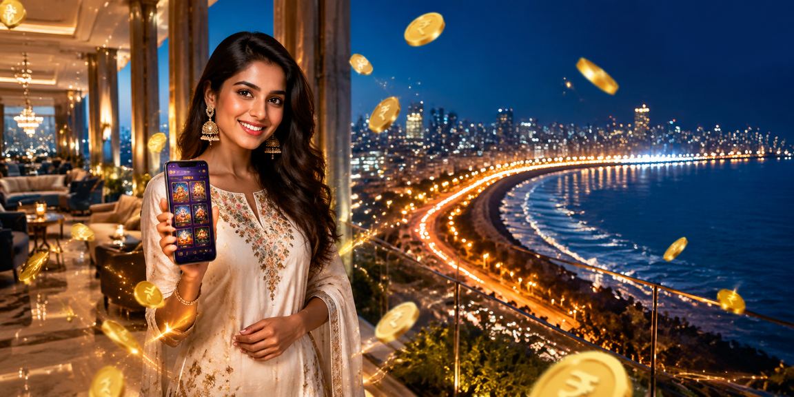 Sports betting app on mobile with Mumbai Marine Drive background
